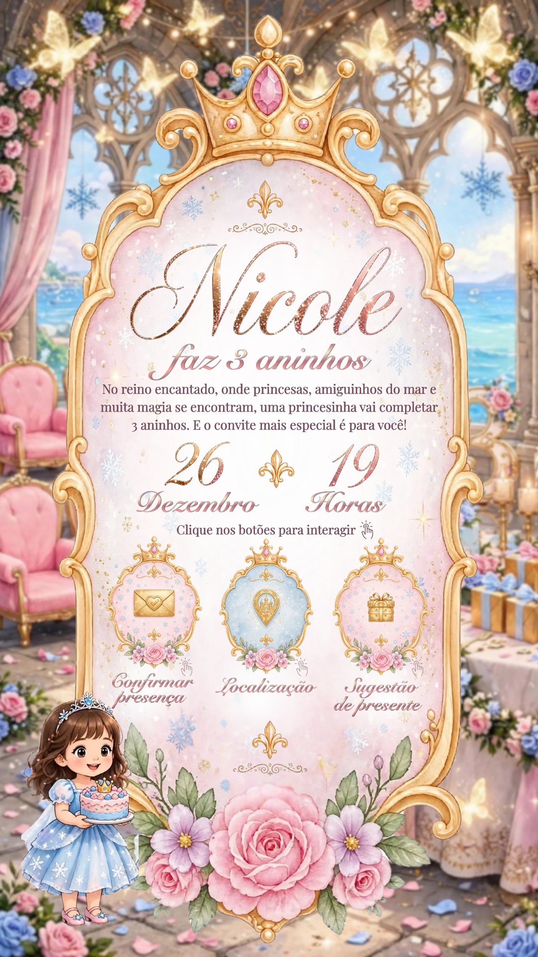 Nicole faz 3 aninhos - 26 de dezembro às 19 horas